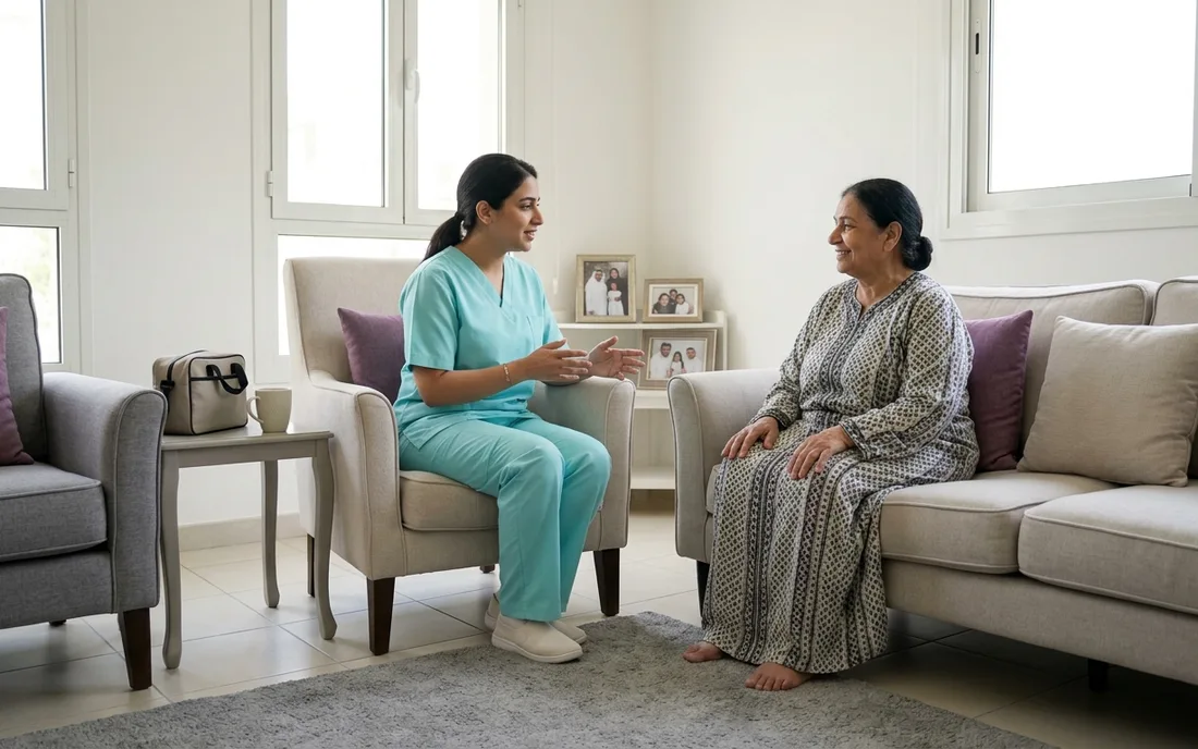 A Bayti nurse providing home nursing care